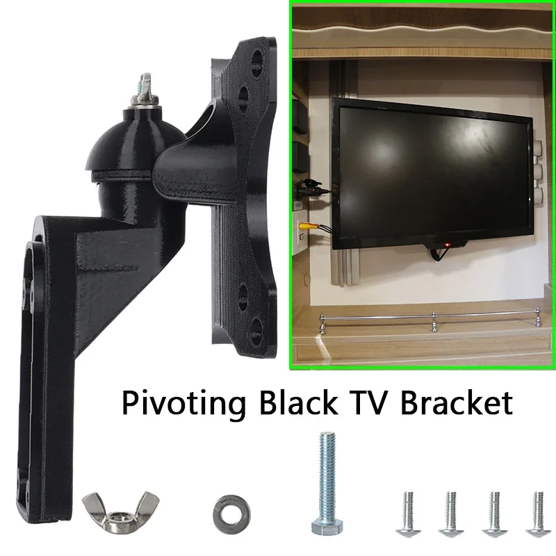 Pivoting Black TV Bracket & Wall Mount Kit for Caravan, Motorhome, Campervan & Boat 88083 RV Accessory