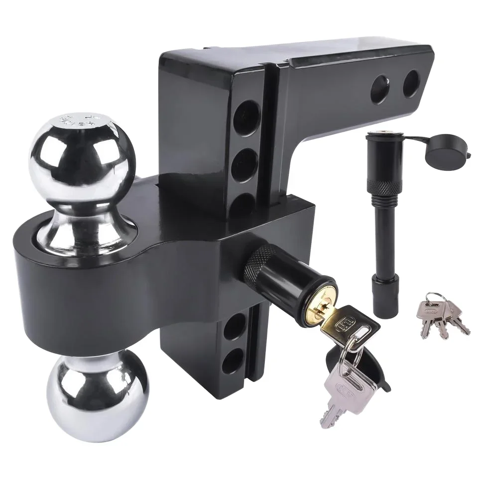 18000 lbs Aluminum Hitch, Black, Adjustable 2-Inch Receiver with 6-Inch Drop/Rise