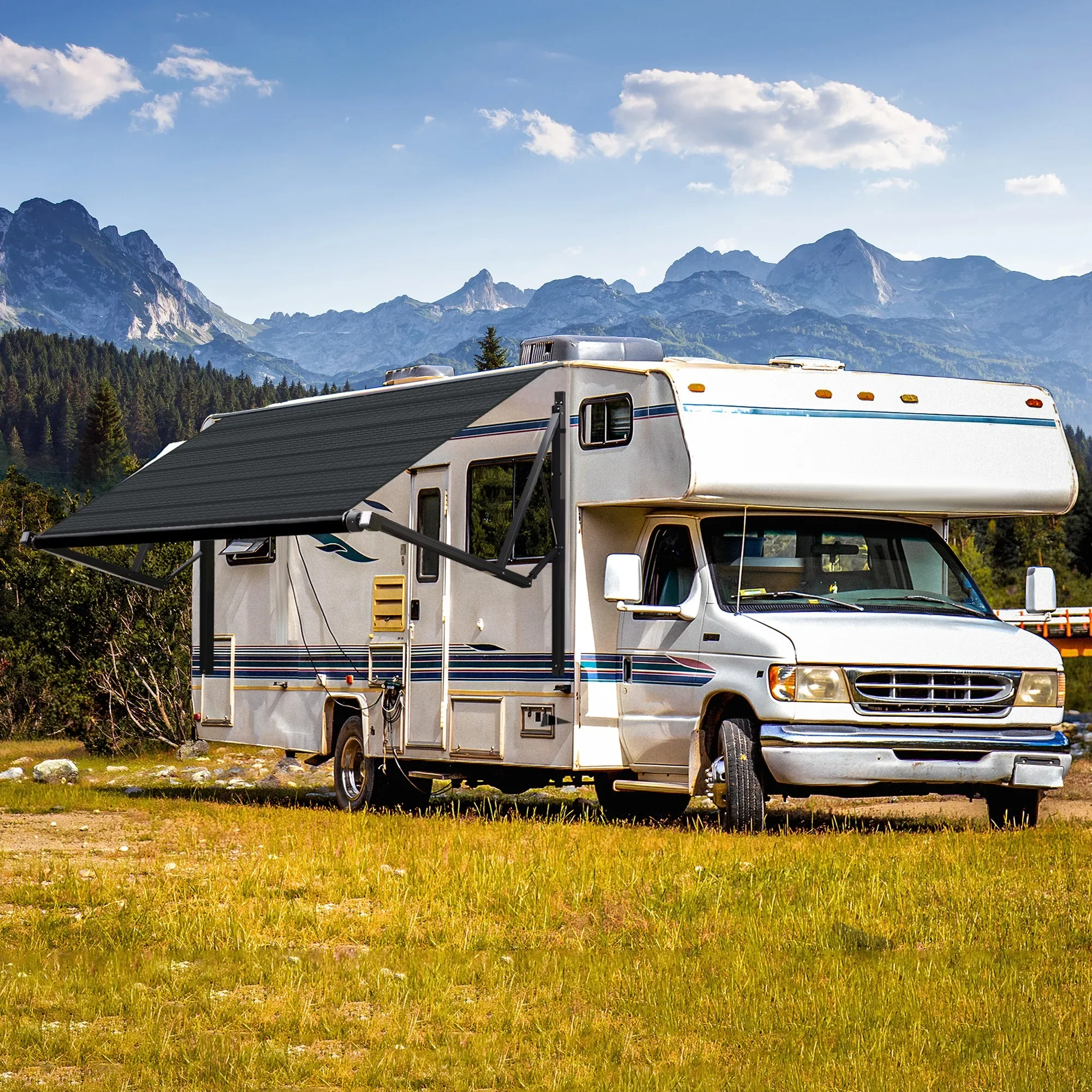 Wareda RV Energy-efficient Retractable Solar Panel Awning Canopy Shade System 610-1650W