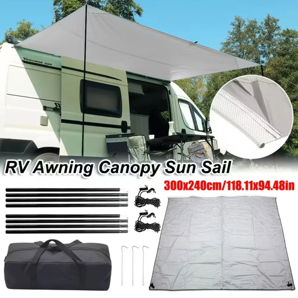 1Set Camping Awning Canopy Sun Sail for Camper with Keder Piping Attachment Outdoor Campers Trailer Accessories