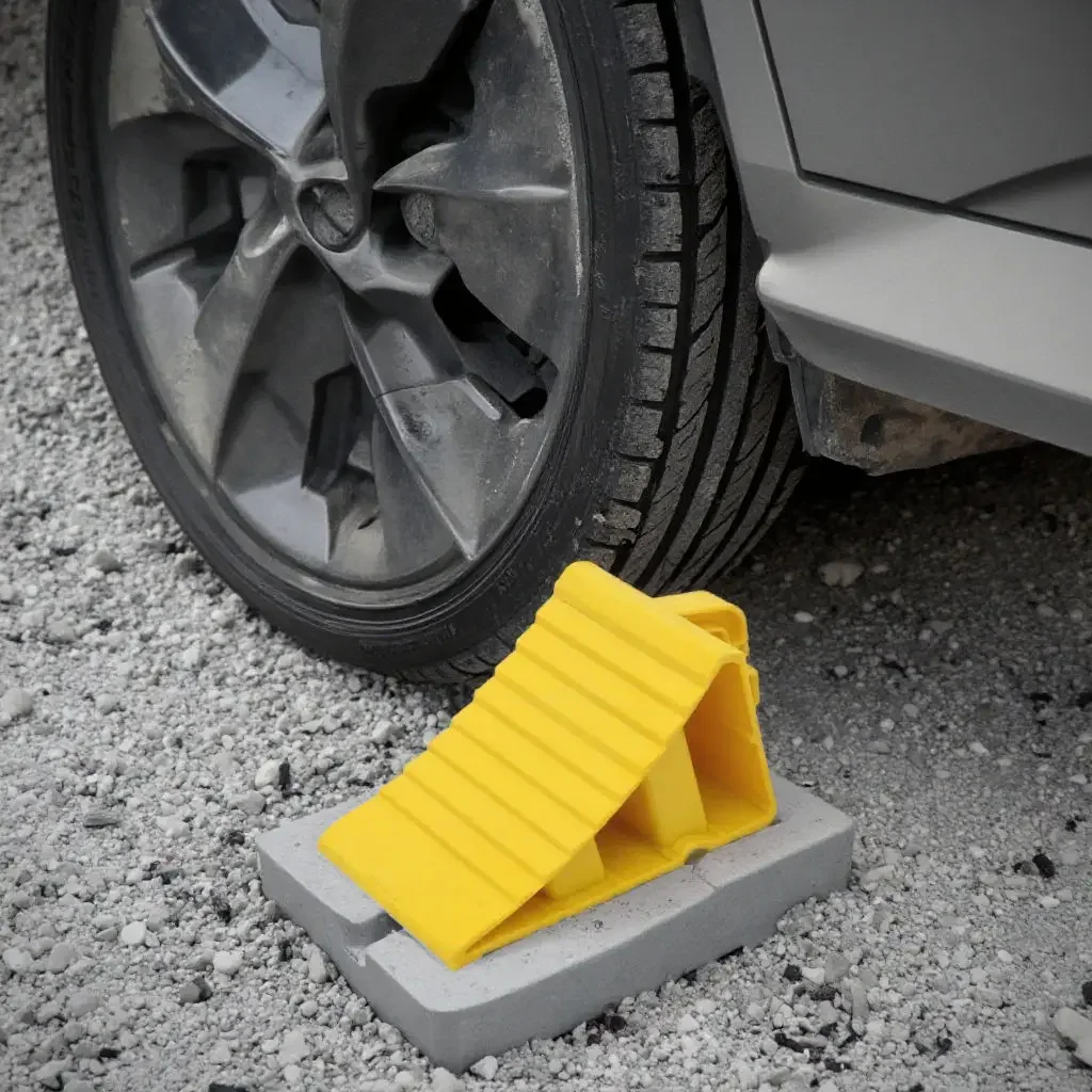Multipurpose Car Trailer Wheel Chock with Handles - Vehicle Truck Tire Stop Block, Anti-Slip Parking Wedge, Wheel Alignment Block
