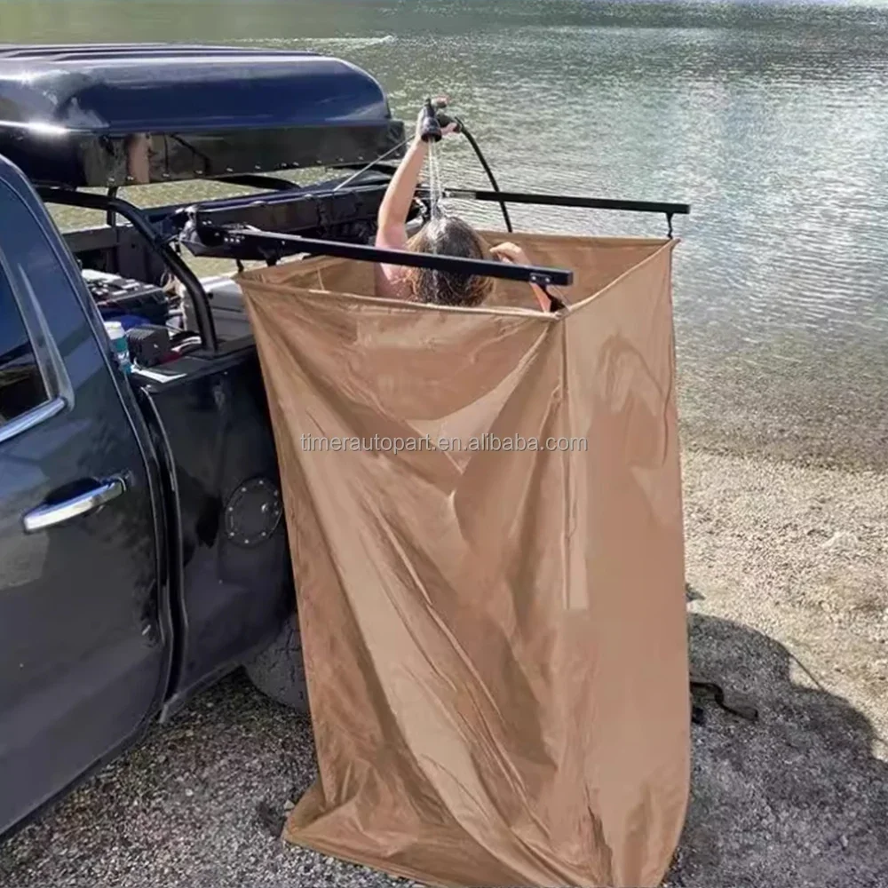 80W Motorized Outdoor Overland Roof Mounted Shower Tent Folding Camping Mobile Shower and Bath Awning With LED