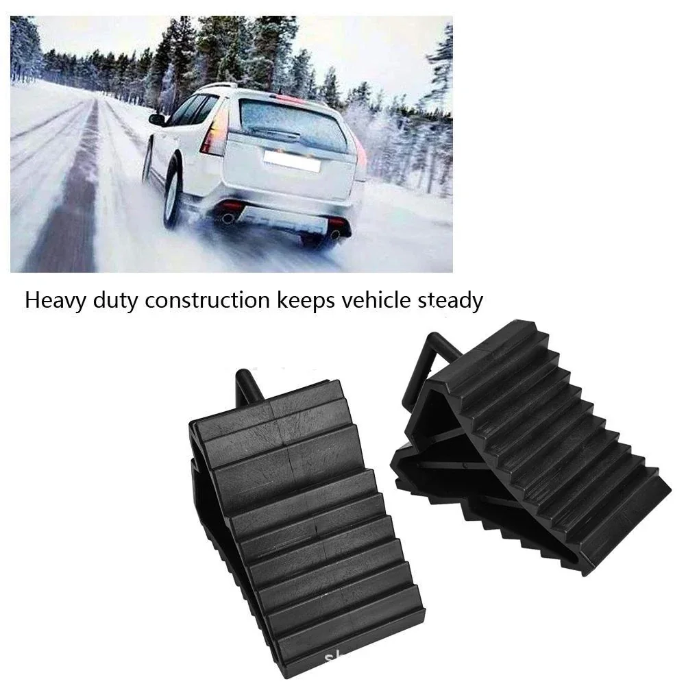2PCS Caravan Trailer Wheel Chock Anti-Slip Truck Tire Stop Block With Handles Parking Wedges Car Stopper Wheel Alignment Block