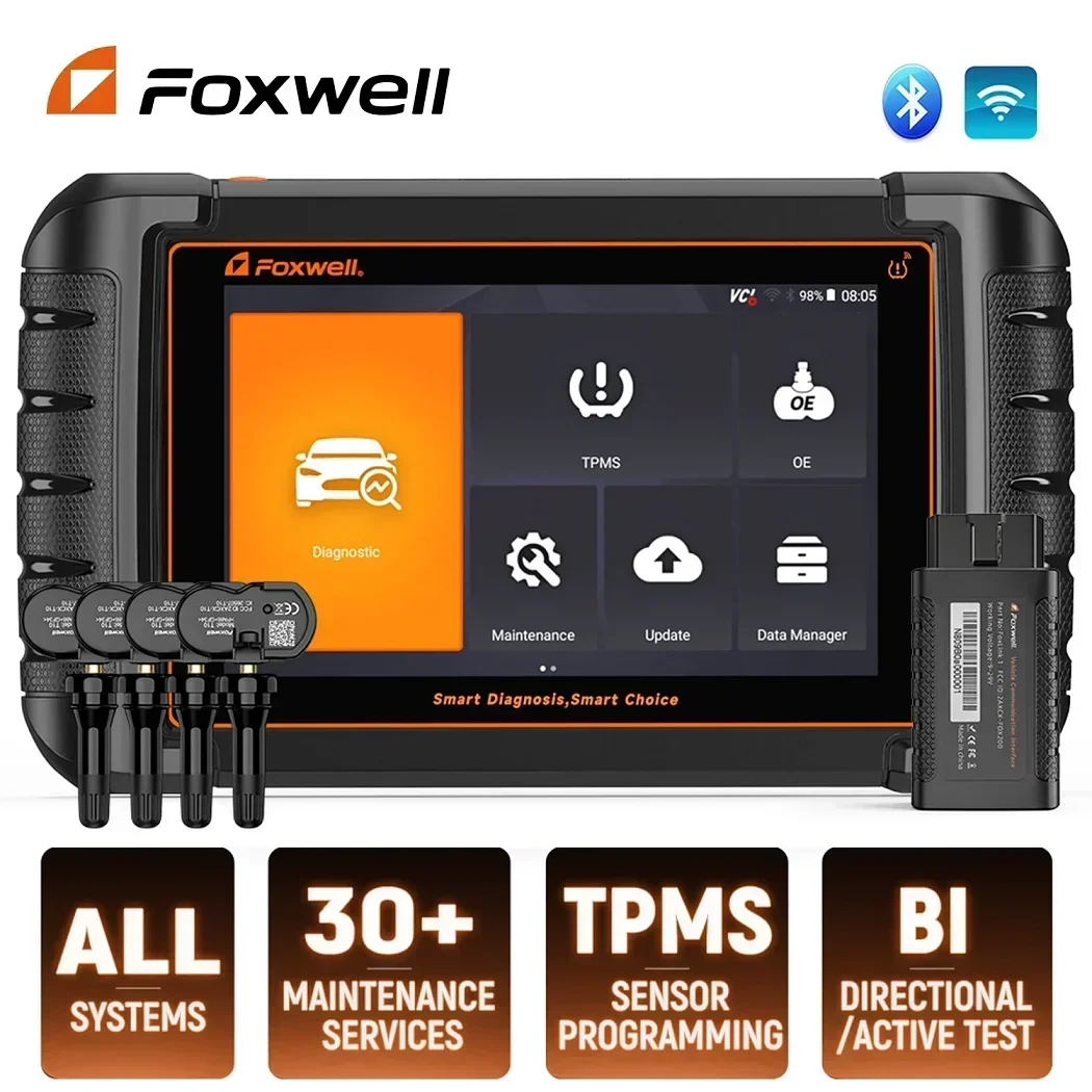 FOXWELL NT809TS OBD2 Car Automotive Scanner Bidirectional Test TPMS Relearn Programming Enhanced OE-Level OBD2 Diagnostic Tool