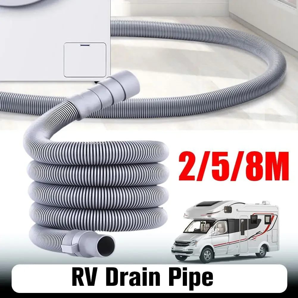 RV Washing Machine Drain Pipe 2/5/8M Flexible Corrugated Hose for Camper Van Motorhome Sewer Discharge