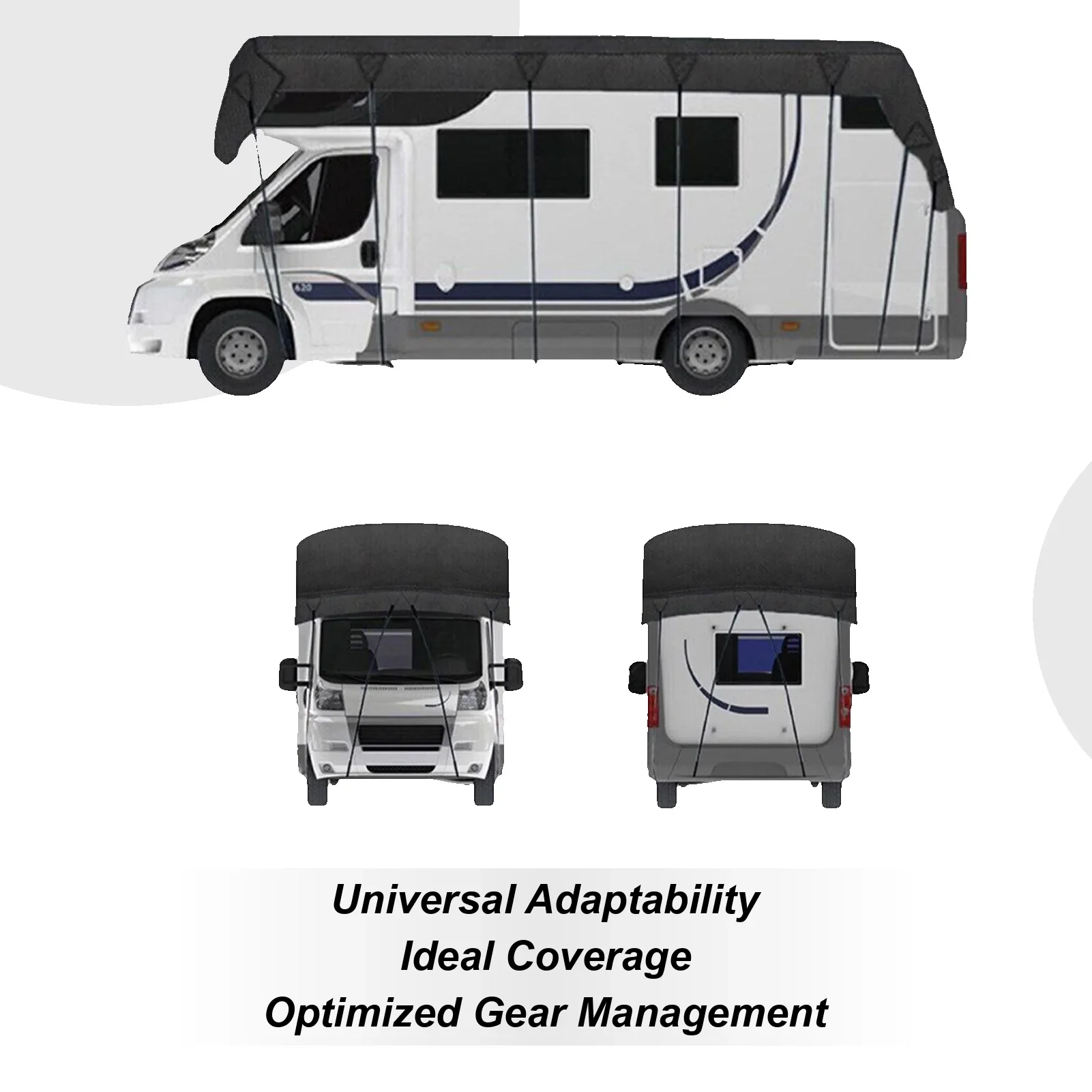 5m RV Caravan Roof Protective Cover - 210D Waterproof, Snowproof, Sunshade, UV Resistant Camping Rooftop Cover