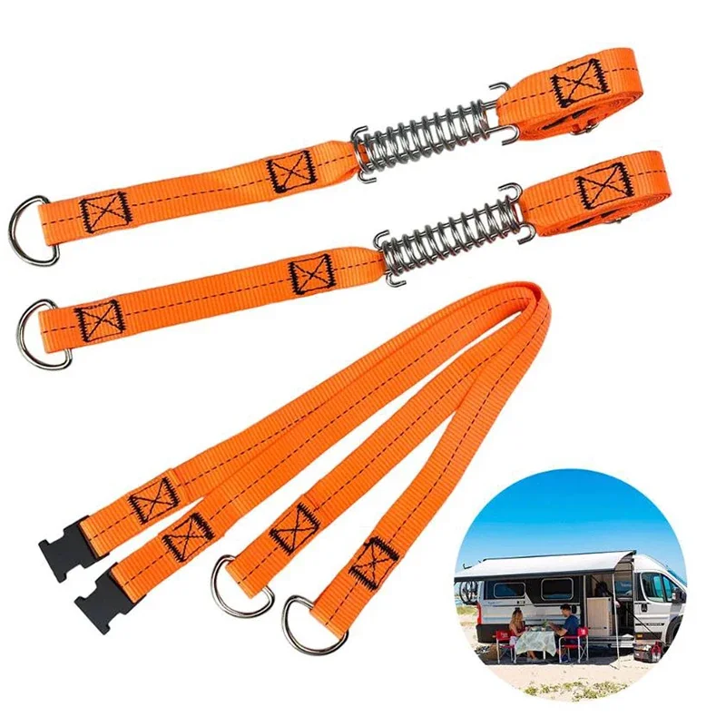 Caravan Awning Fixing Kit - Durable Straps, Anti-Wind Springs & Hooks for Tent Stabilization in RV Camping
