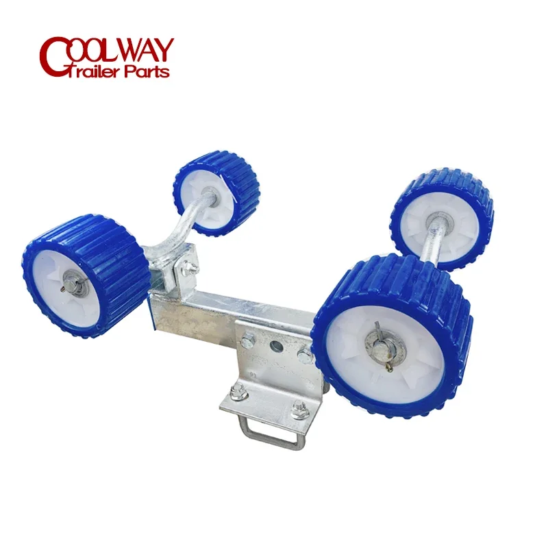 5 Inch Blue Ribbed Boat Trailer Soft Wobble Rollers Kit, 18MM Bore, Accessory Parts for Smoother Trailer Towing