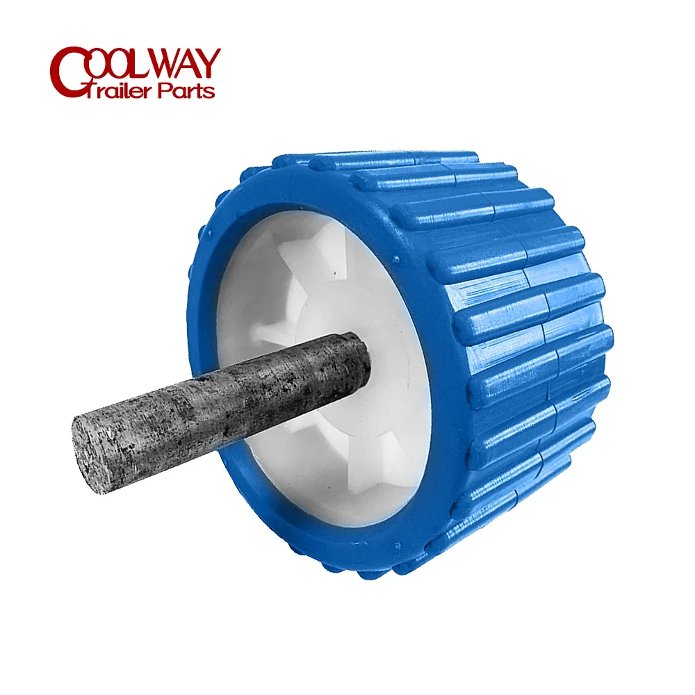 5 Inch Blue Ribbed Boat Trailer Wobble Rollers Kit, 18mm Bore Soft Wobble Roller Accessories for Smooth Trailering