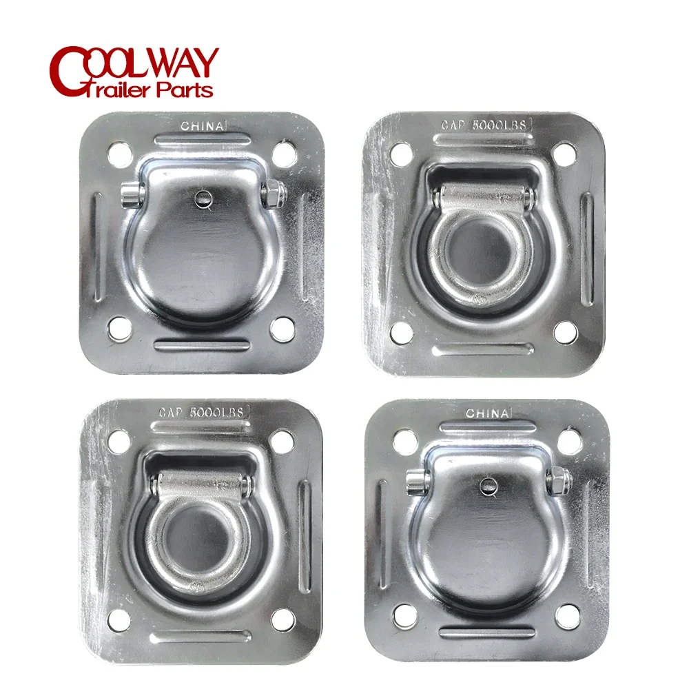 4PCS Recessed Tie Down Deck Rope Lashing Rings, 5000LBS Capacity, Round Hole Trailer Anchor Caps - Top Quality Lashing Accessories