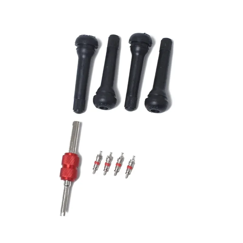 TR418 Valve Core Repair Kit - 4 Cores & 4 Valve Stems, Complete Tire Valve Tool Set for Cars/Trucks/Buses with Remover Tool