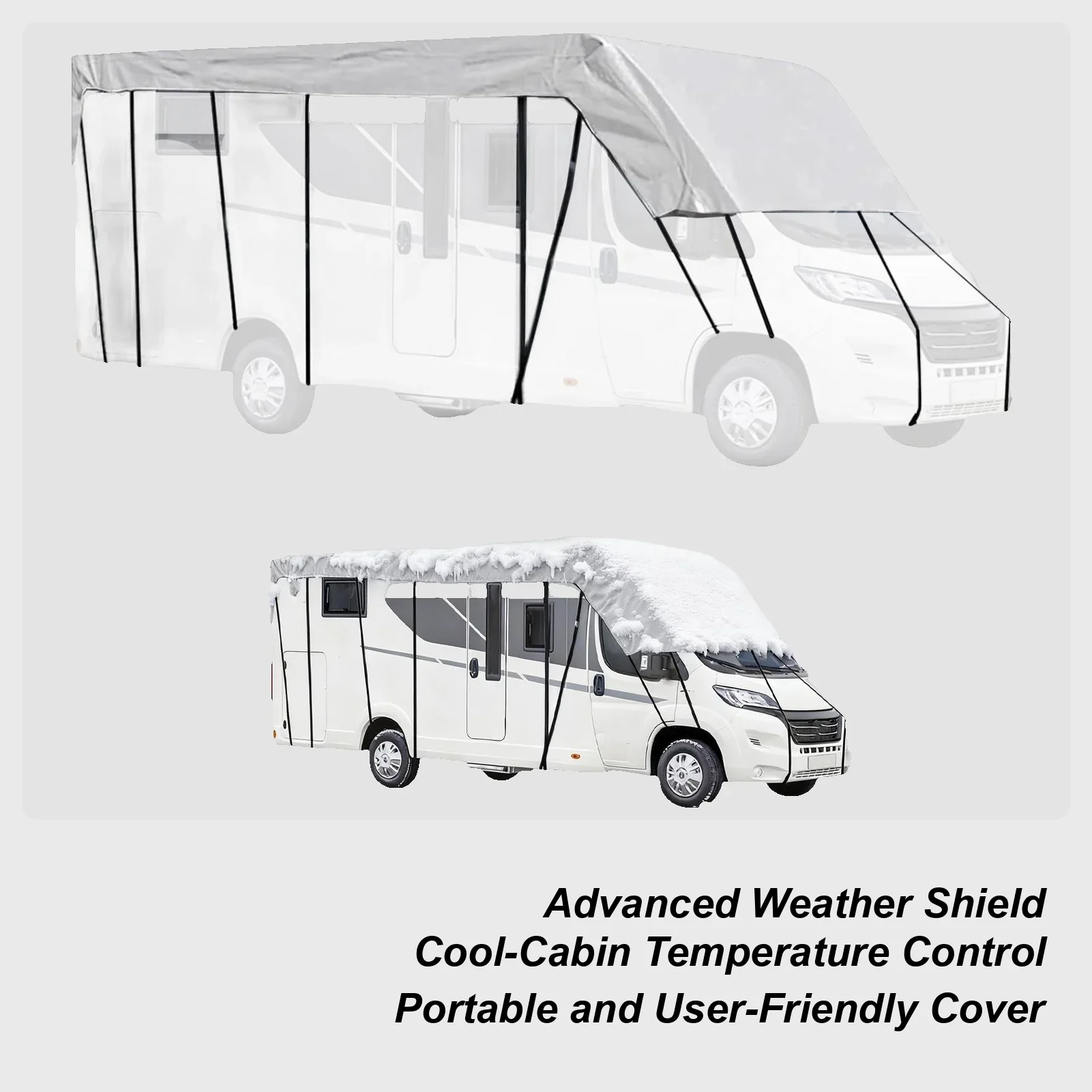 RV Roof Cover Protective Canvas Canopy, UV Sunproof & Windproof Sunshade for Outdoor Camping, Beach, Motorhome, Trailer