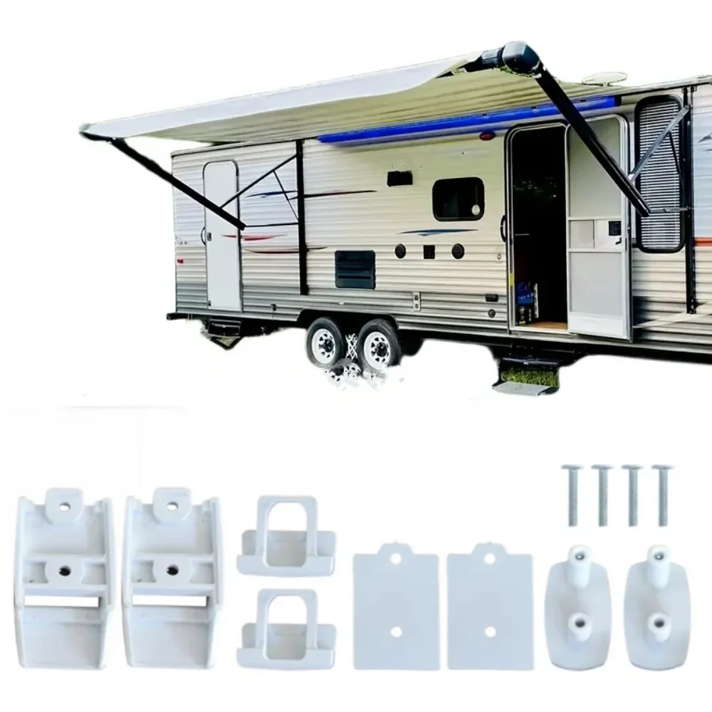 2 Set Plastic Awning Leg Bracket Kits for Fiamma F45s, F80s, F65 Awnings (98655-176) - Multi-Functional RV Tent Accessories