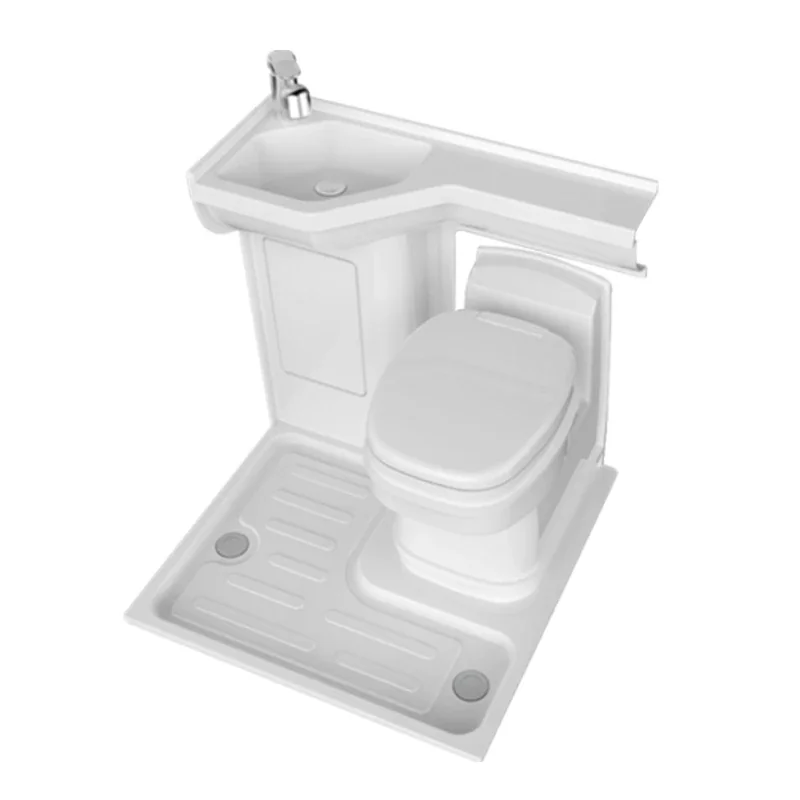 Portable RV Shower Cabinet Base P-Shaped Wash Basin with Cassette Toilet and Shower Tray