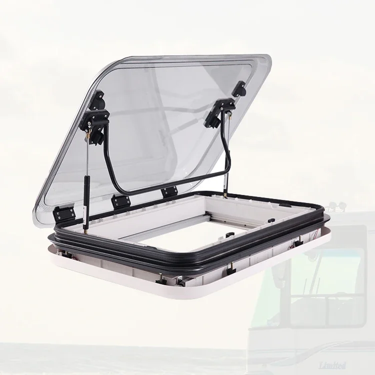 RV Skylight 500x500mm Double Glass Window LED Light Camper Roof Vent