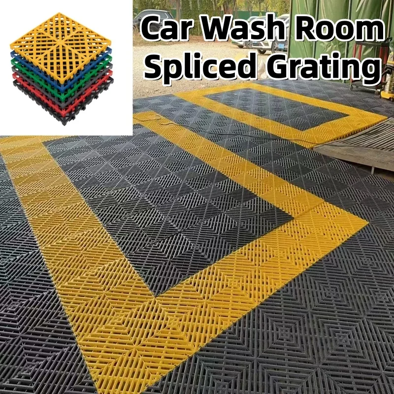 4S Professional Interlocking Floor Grating Tiles for Garage Drain Covers, Shop Drainage System (No-Dig Trench Grid Mat with Anti-Slip Padding)