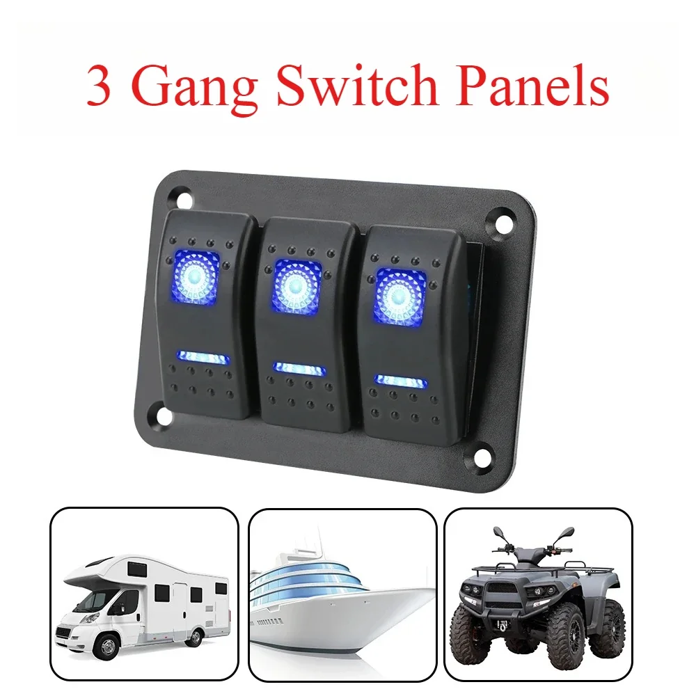 24V/12V 3-Button Caravan Switch Panel for Car, Boat, Truck, Trailer, Marine, Motorhome, Campervan & Furgone Accessories