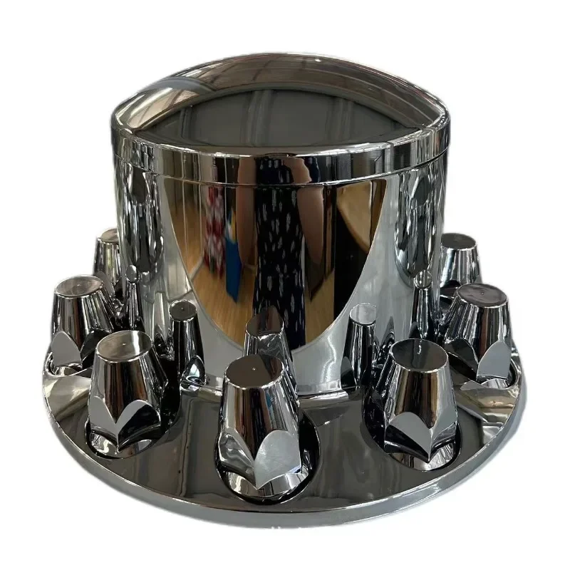 Universal Truck Rear Wheel Hub Cover 10-Piece, 33mm Chrome ABS Lug Nut Caps with Snap-On Design for Heavy Duty