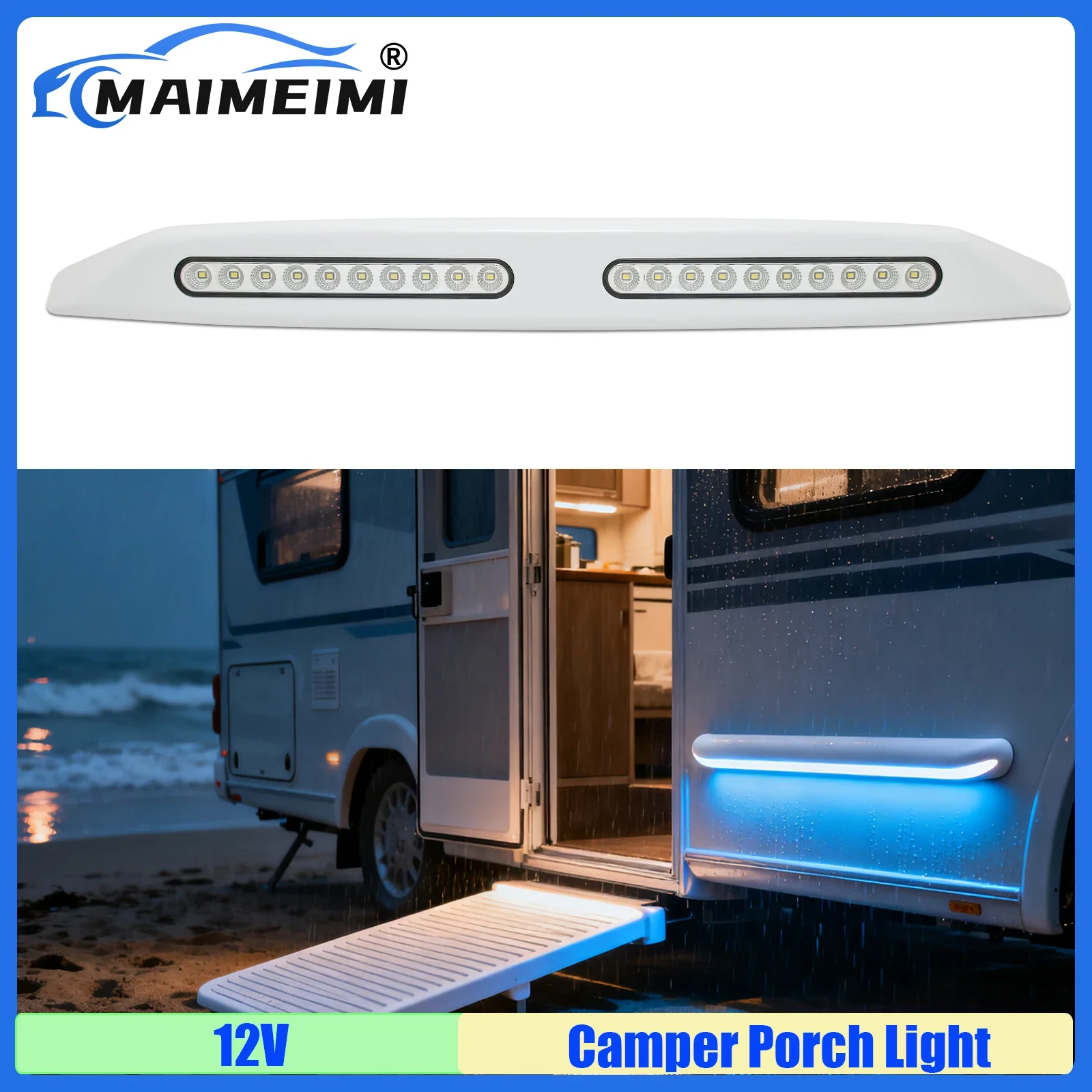 MAIMEIMI Trailer Exterior Lamp 12V 20 LED Awning Light for RV Caravan, Indoor Wall Lamps & Outdoor Camping Lighting Equipment