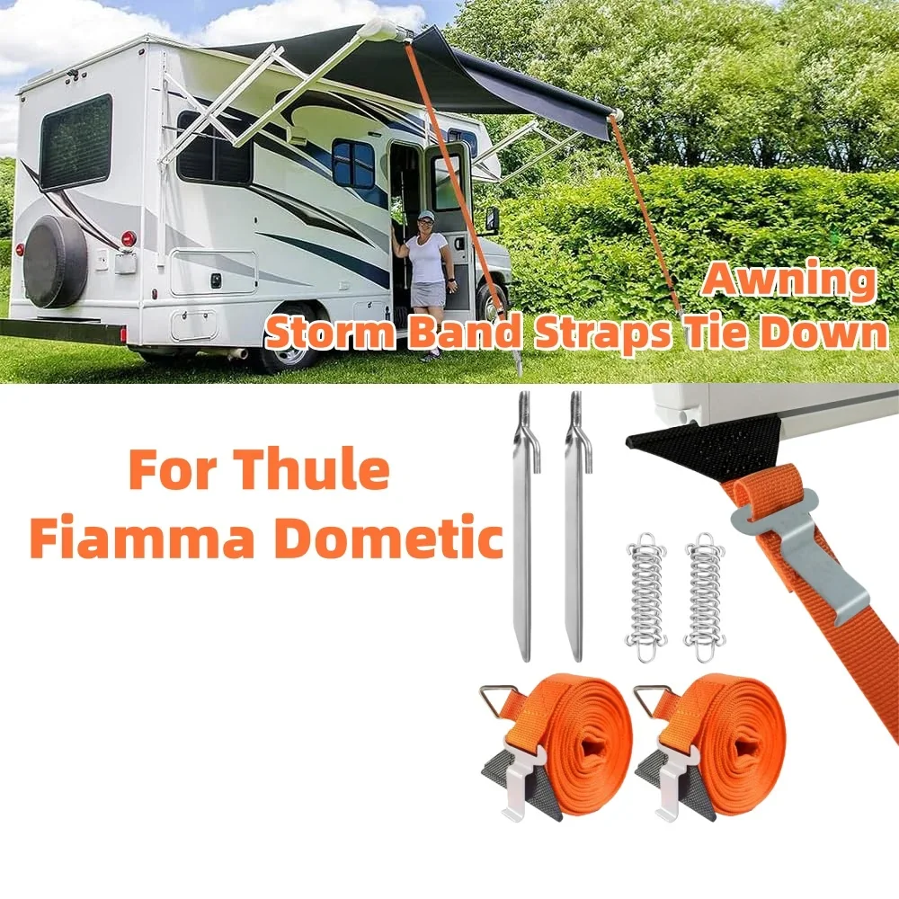 RV Awning Storm Band Straps - Tie-Down Kit for Thule, Fiamma & Dometic Awnings - Compatible with Most Motorhome Canopies