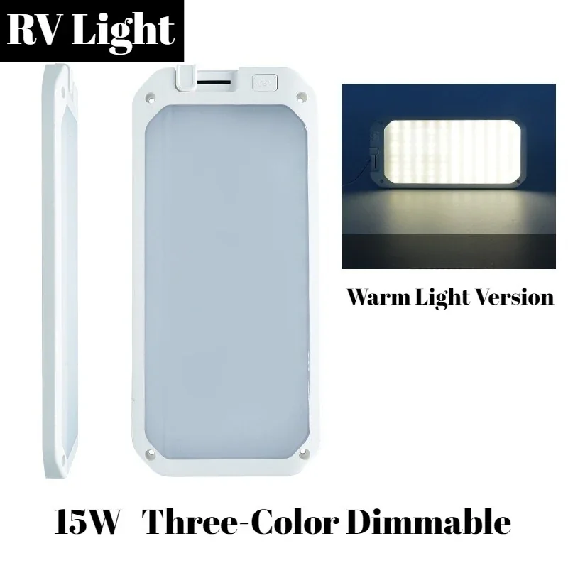 RV Roof LED Light - Universal Interior Lighting, 3-Color Dimmable, Minimalist Model, Remote-Controlled Ceiling Light for RVs