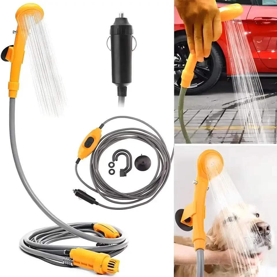 Portable Outdoor Shower Kit DC 12V Camping Showers with Water Pump Outdoor Travel & Car Shower Cleaning Tool