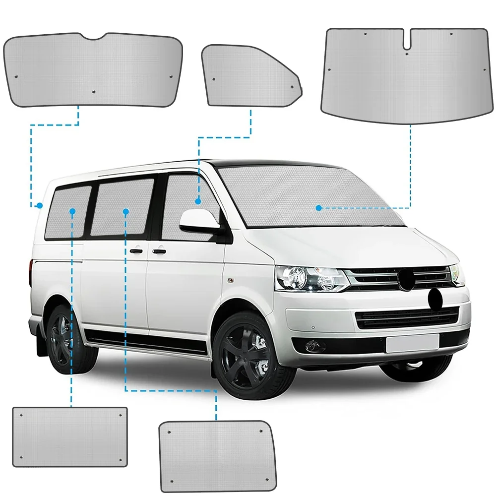 8PCS for VW T5 T6 SWB Sun Shade Car Windscreen Thickened Replacement Sun Windscreen Protection Internal Thermal Blind Window Set