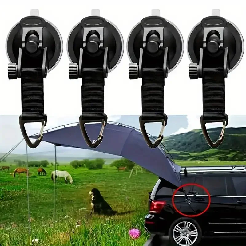 4pcs Motorhome Vacuum Suction Cup Buckle With Glass Hook for Outdoor Climbing Camping Tent Bracket Buckle Hook