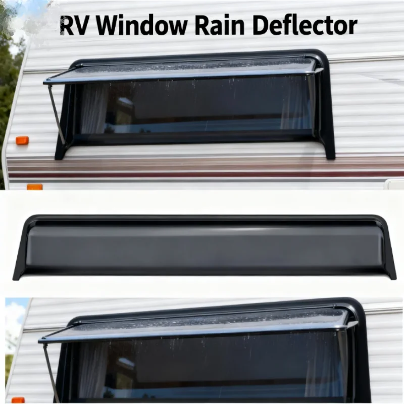 1pcs Caravan Window Rain Shield Car Window Rain Blade Deflector Black Waterproof Sun Visor RV Accessories