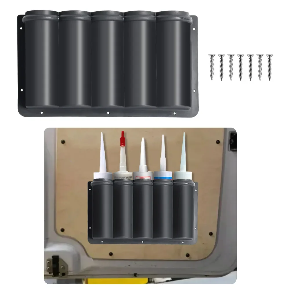 RV Door Spray Can Storage Box 5-Tube Holder Sealant Mastic Caulk Adhesive Tubes for Van, Workshop, Garage, and Car Accessories