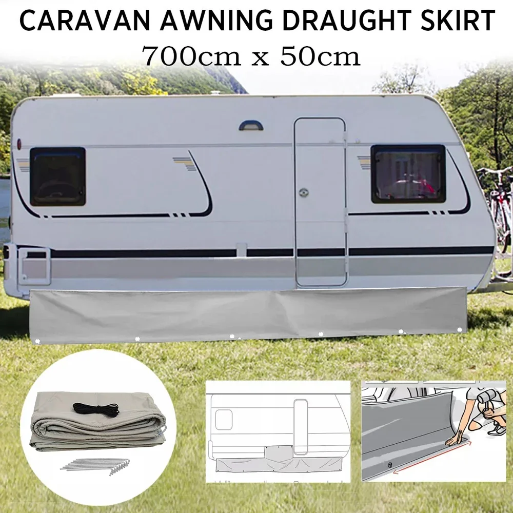 RV Awning Draught Skirt with Wheel Arch Covers for Campervans - Wind, Rain & Dust Protection Kit