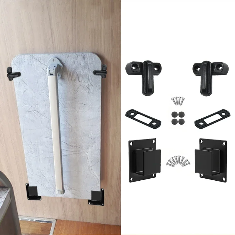 2Set Caravan Table Storage Kit Camper Van Motorhome Folding Outdoor Table Cabinet Panel T-Shaped Buckle Portable RV Accessory