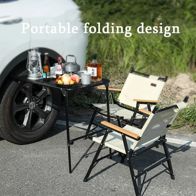 Outdoor Folding Table Adjustable Portable Vehicle Wheel Table Car Folding Elevating Storage Rack