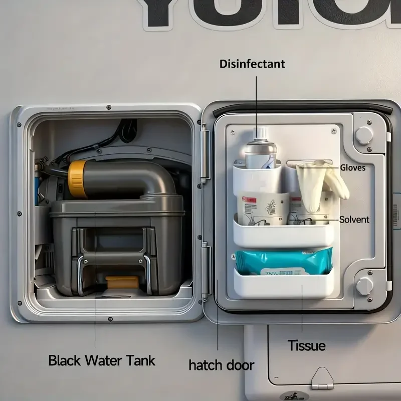 RV Toilet Compartment Door Storage Pocket for Kassett Shelf Box - Motorhome Caravan Wall-Mounted Storage Accessories
