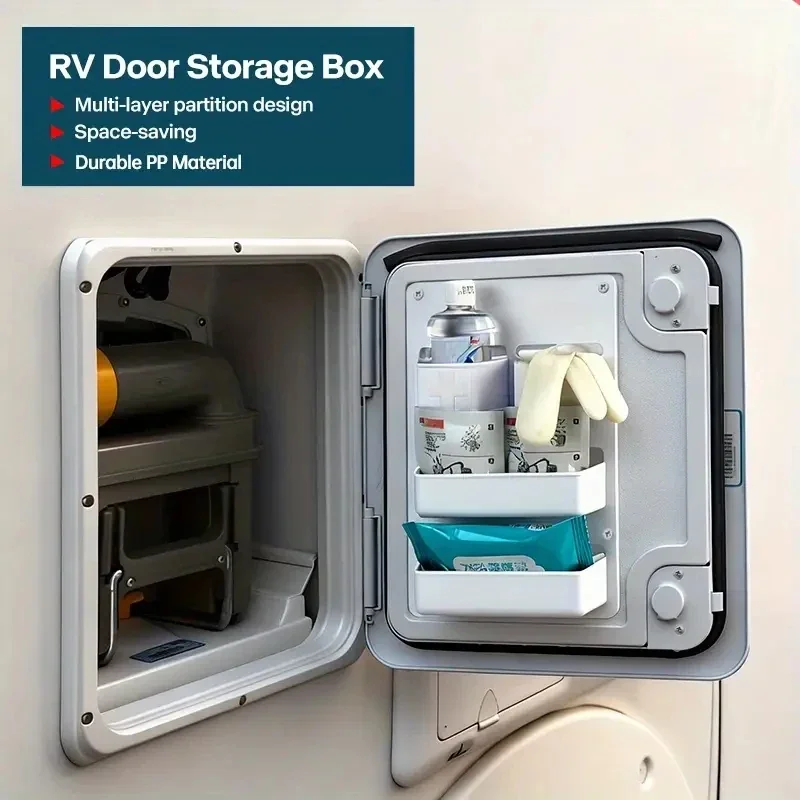 RV Toilet Compartment Wall-Mounted Storage Pocket - White For Kassett Motorhome Caravan