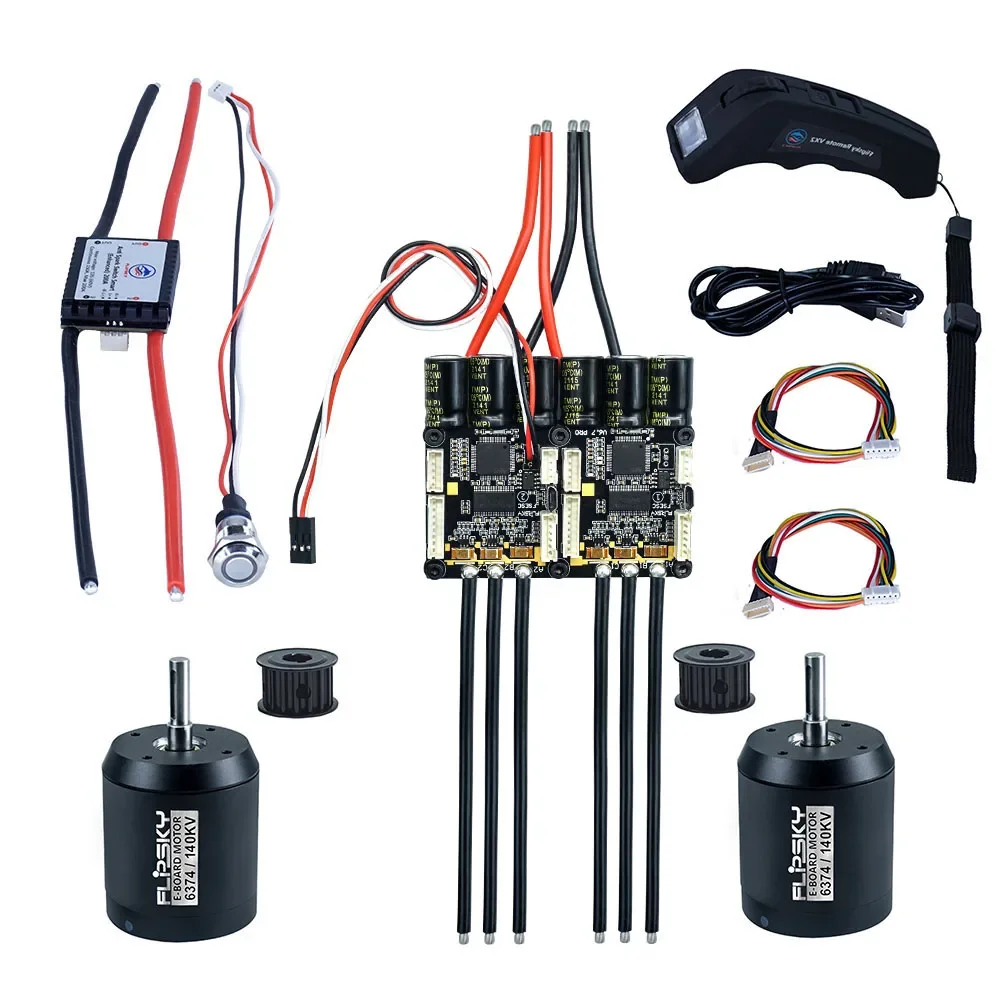 Dual FSESC Mini 140A + 6374 Motor 3700W+ Remote Control VX2 + Antispark Smart Switch Electric Skateboard DIY Kit Group D10