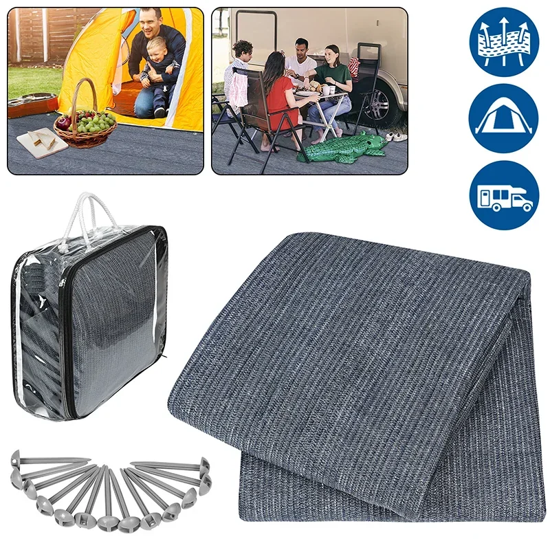 x3M Sunshade Carpet Camping Mat Breathable Mesh + 13 Pegs for Tent Flooring & Caravans