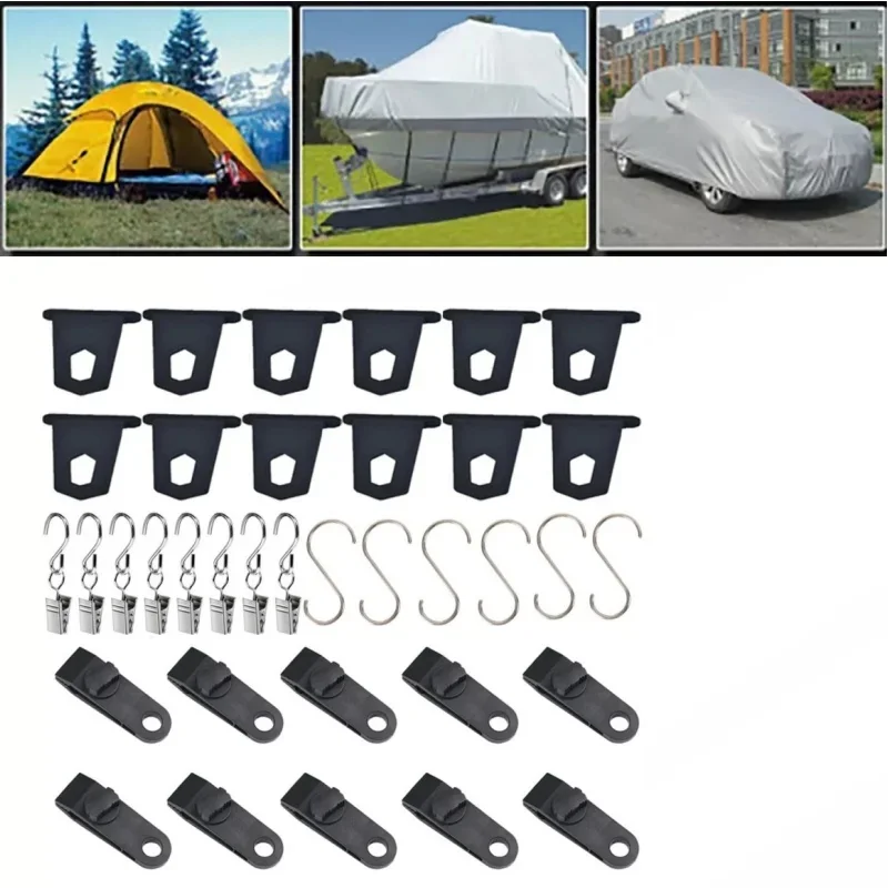 36PCS RV Awning Rail Hanger Hooks Camping Tent Clamp Tarp Clips Buckle for Fiamma, Thule Omnistor Camper Caravan Motorhome Parts
